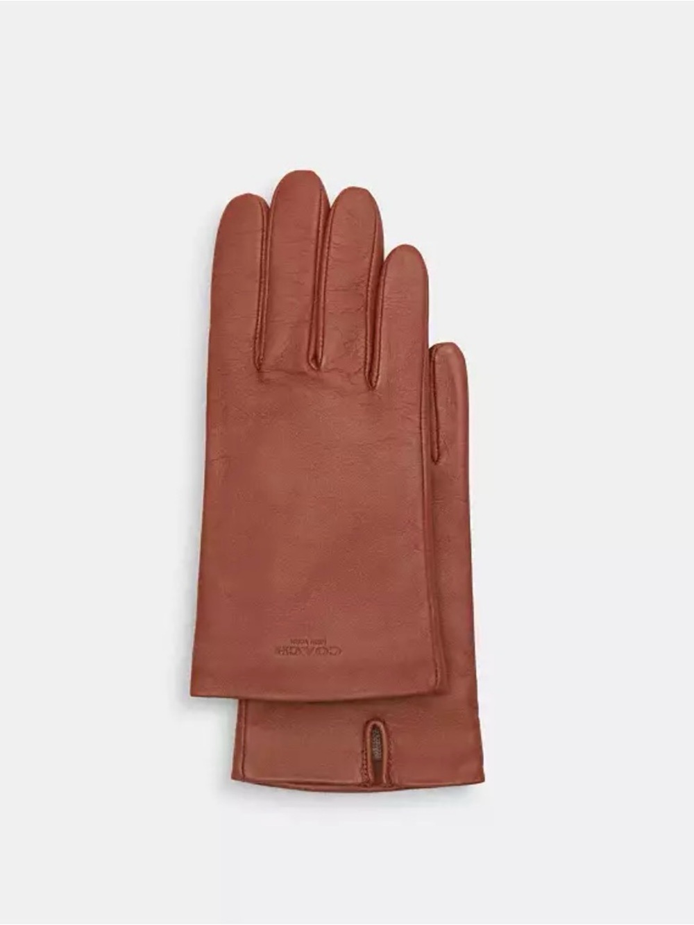 Coach Women’s Leather Tech Gloves - Saddle, Large